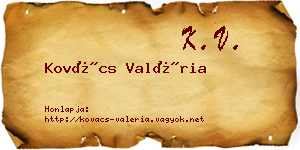 Kovács Valéria névjegykártya